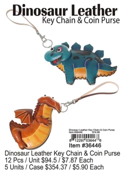 Dinosaur Leather Keychain and Coin Purse